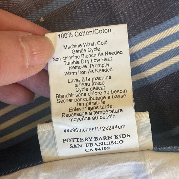 Pottery Barn Kids Denim Striped Black Out Curtain Panels 44” X 96” Set - Picture 5 of 7